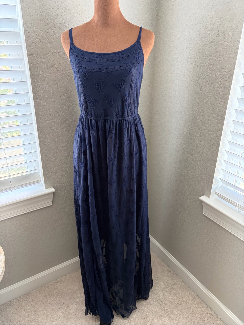 torrid Navy Spaghetti-Strap Embroidered Maxi Dress